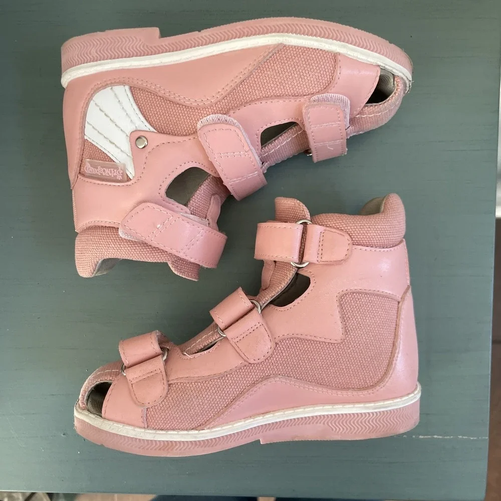 Princepard Kids Orthopedic Sneakers Pink Hook Loop Toddler Shoes EU25